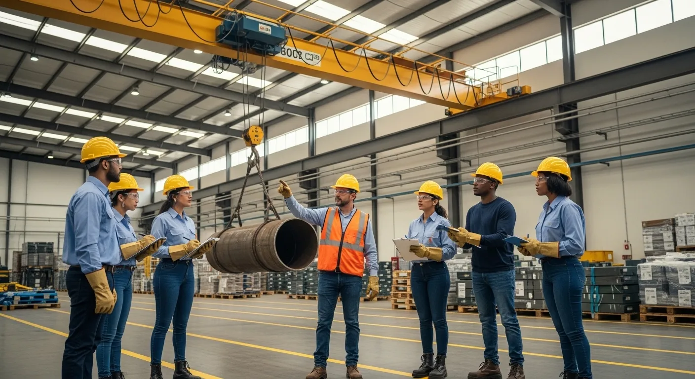 Treinamento prático de ponte rolante para operadores